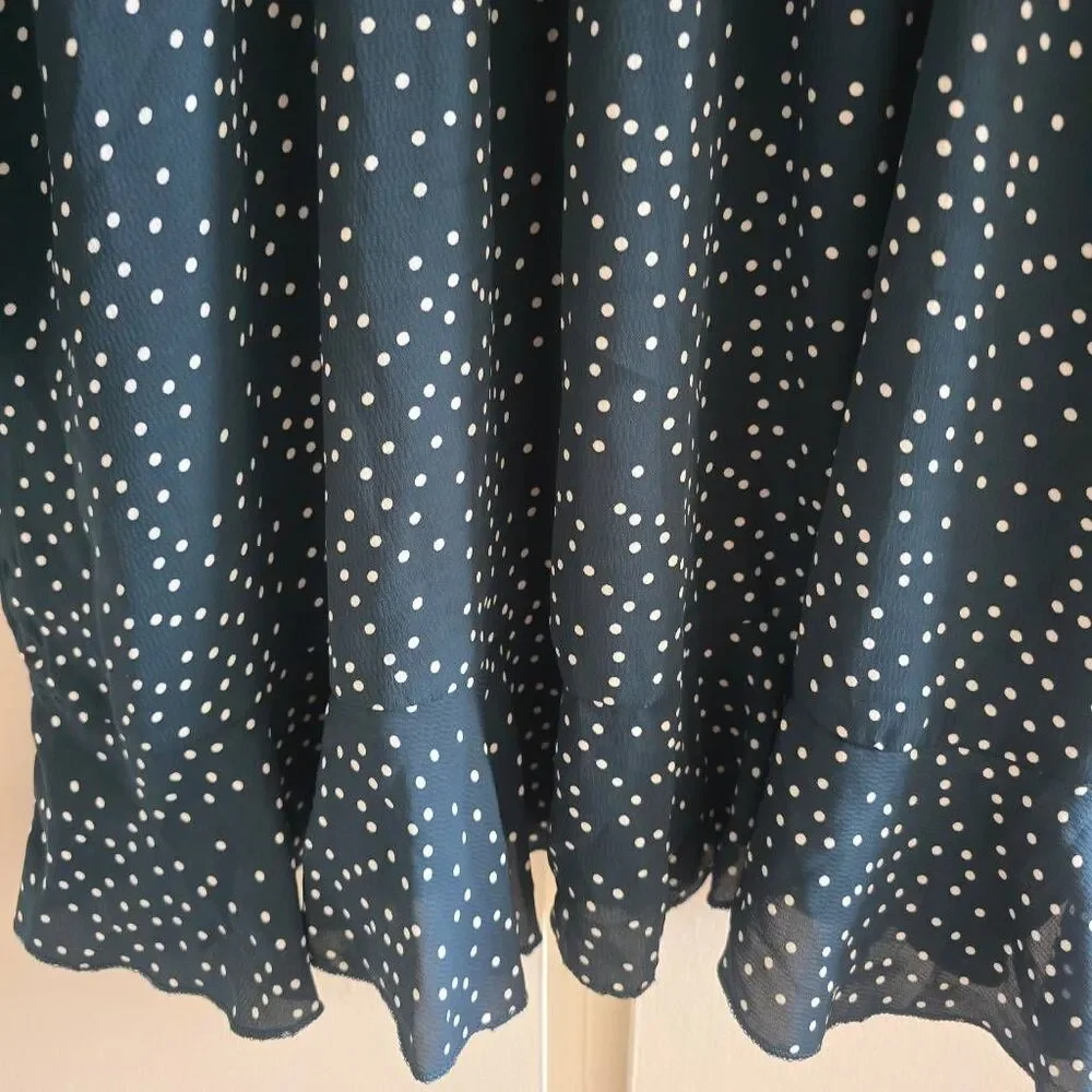 Showpo. Mini Dress Keep it Smart Long Sleeve in Emerald Spot Polka Dot Size 14
